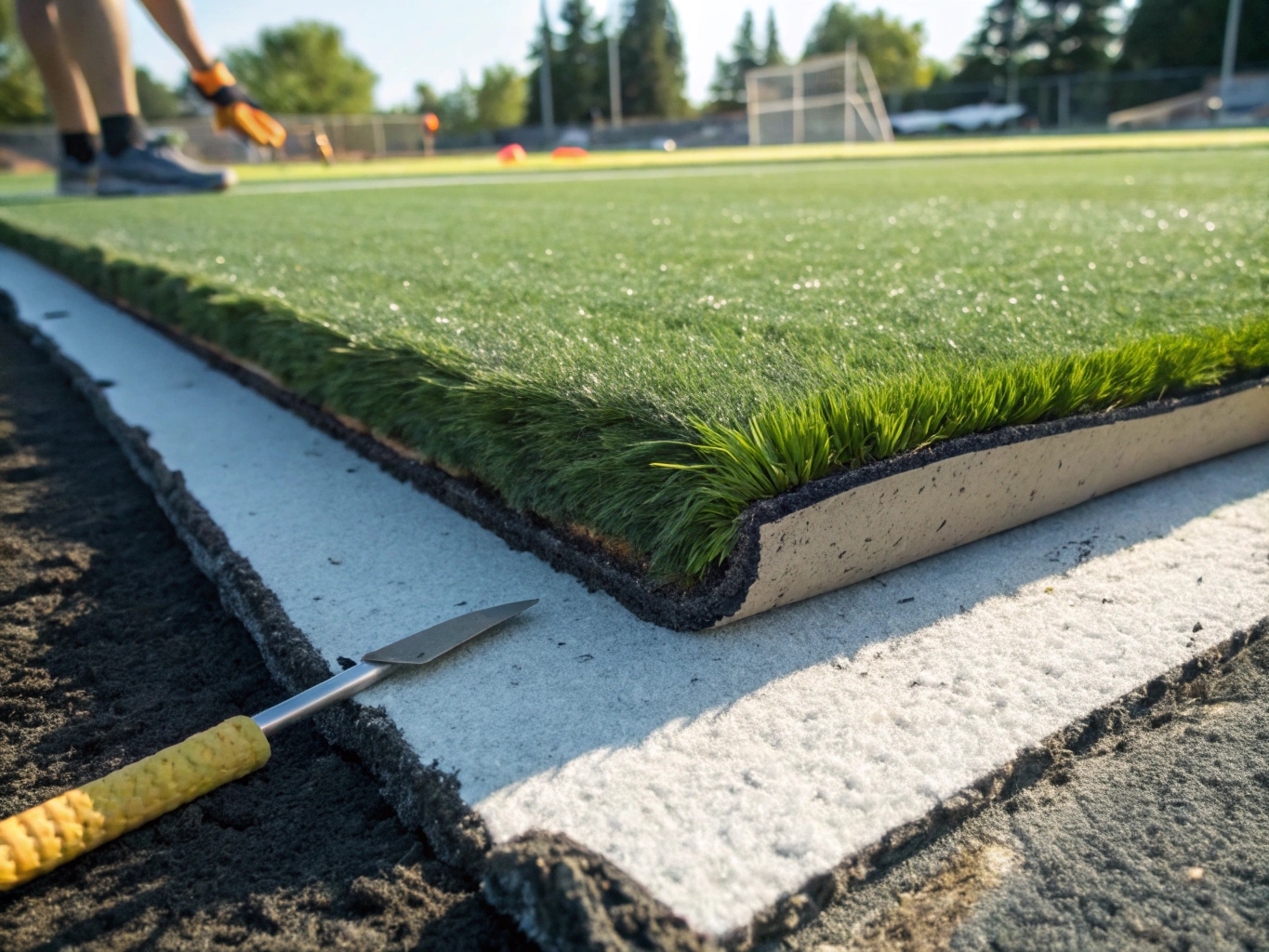 Cross-section view of synthetic turf underlay layers