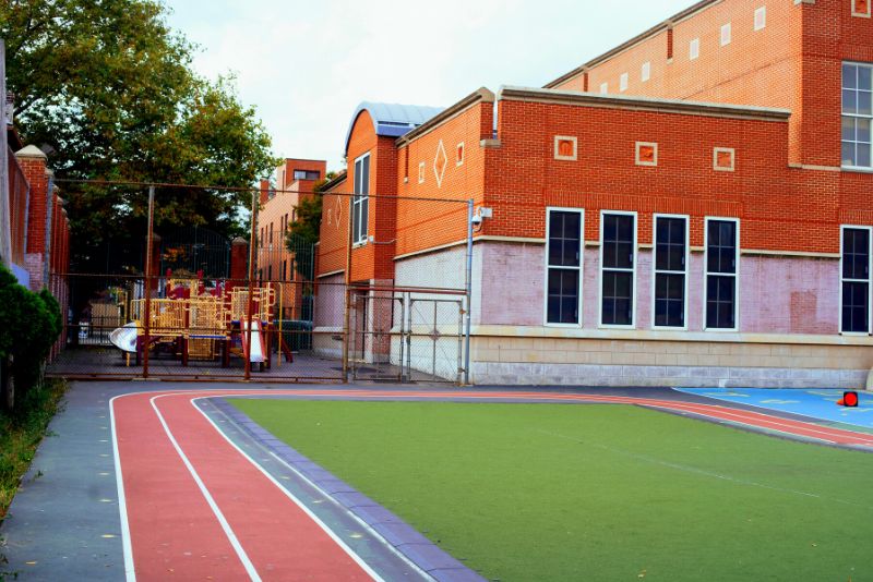 a school's artificial grass lawn