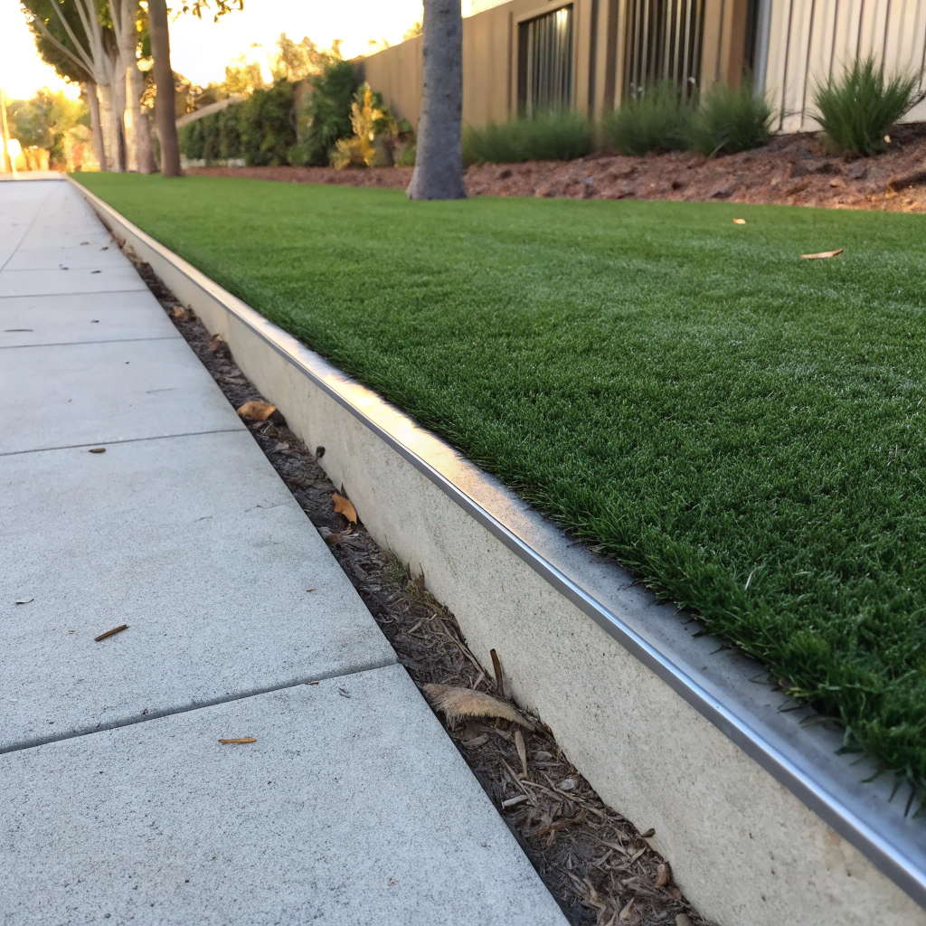Artificial grass edge finishing at footpath boundary Wollongong