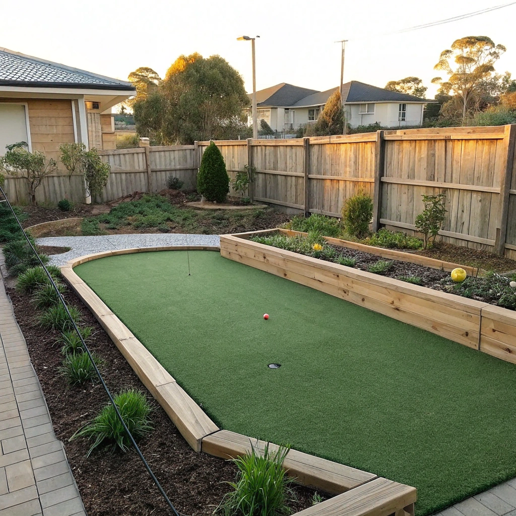 Completed backyard putting green installation on a residential property in the Illawarra