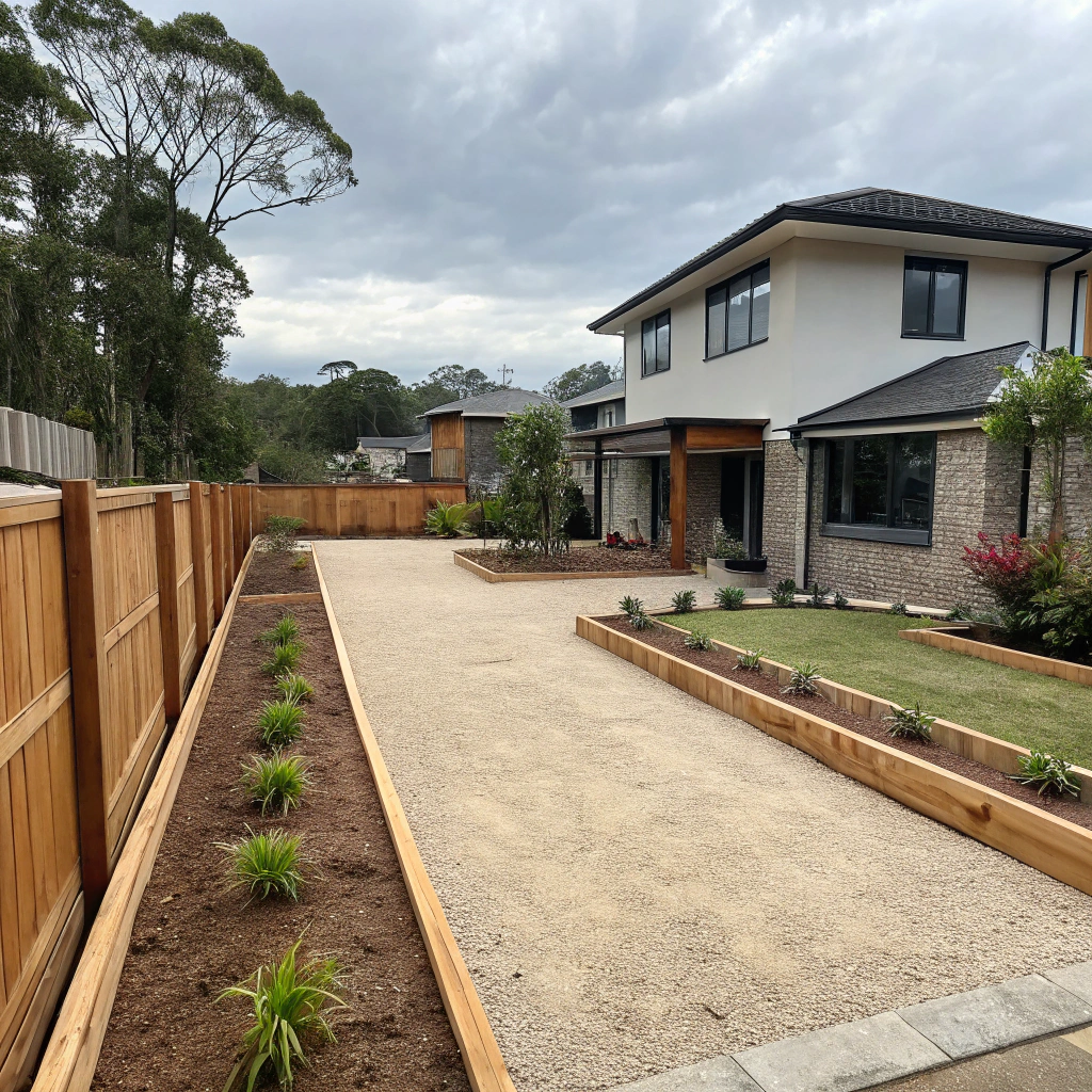 Completed site preparation and base compaction ready for turf installation