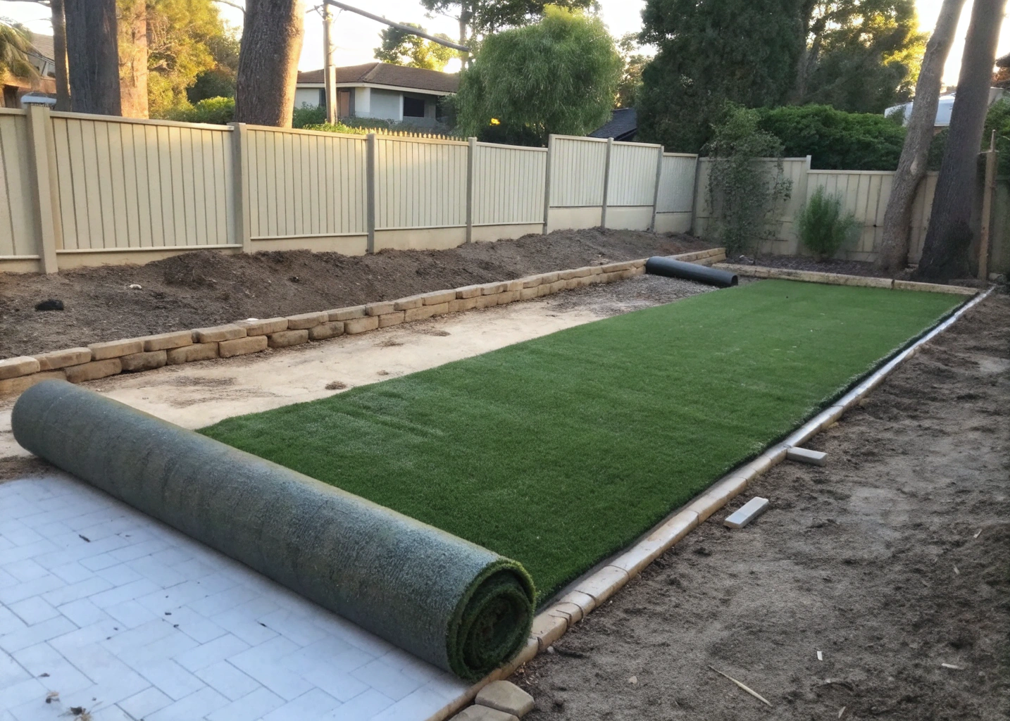 DIY synthetic grass installation Wollongong backyard