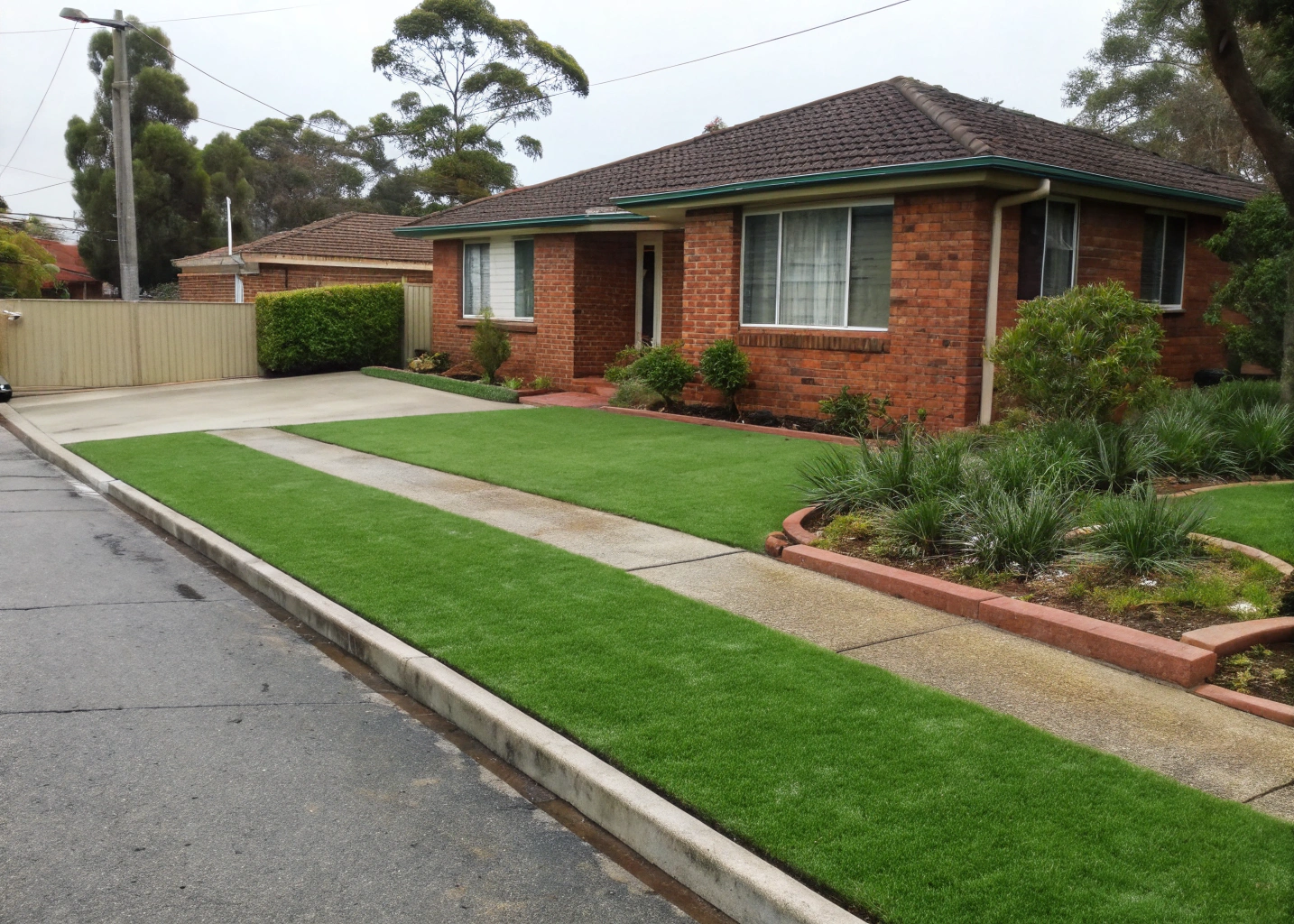 Front yard artificial grass installation in the Wollongong region
