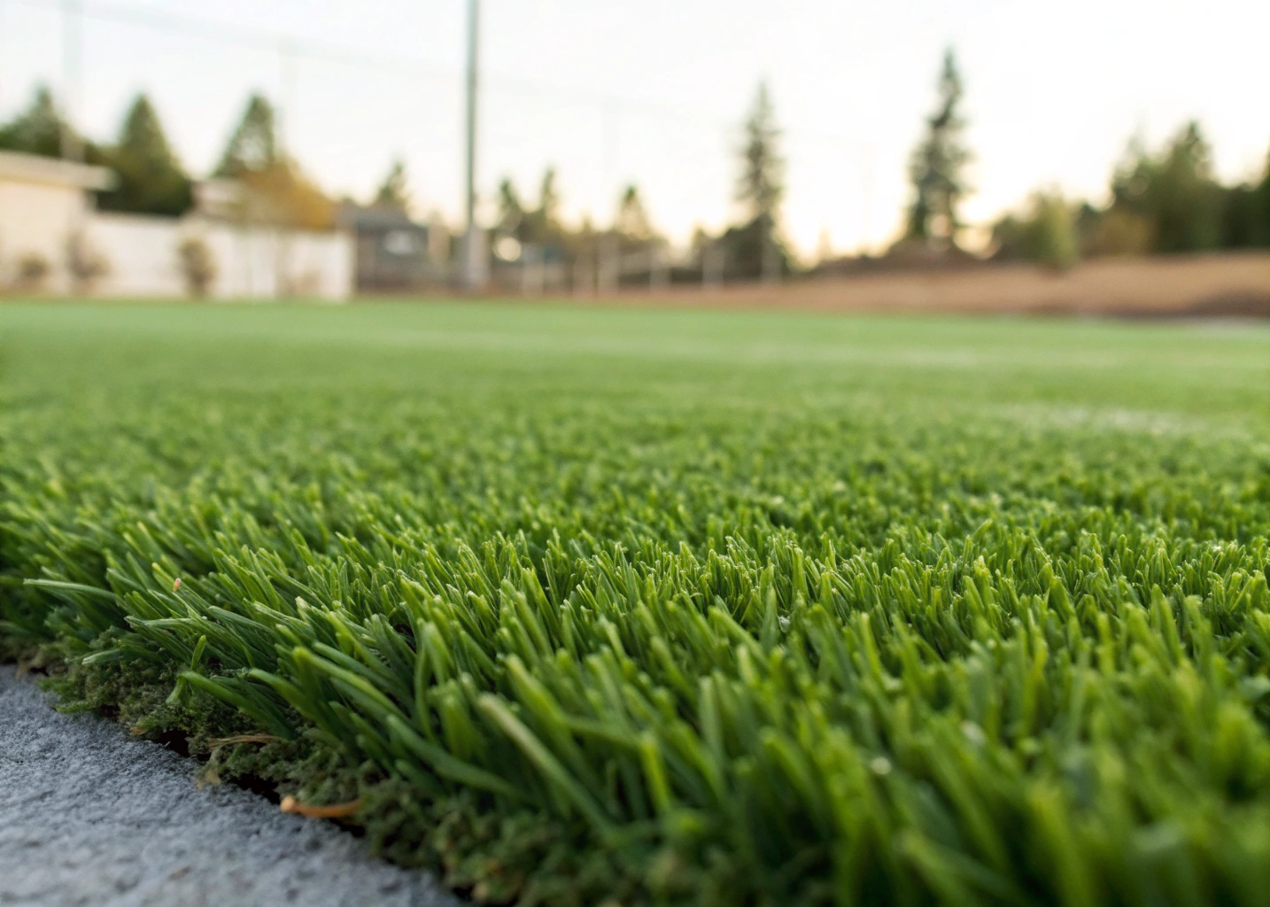 Close-up of nylon putting green turf pile showing fibre density and short pile height