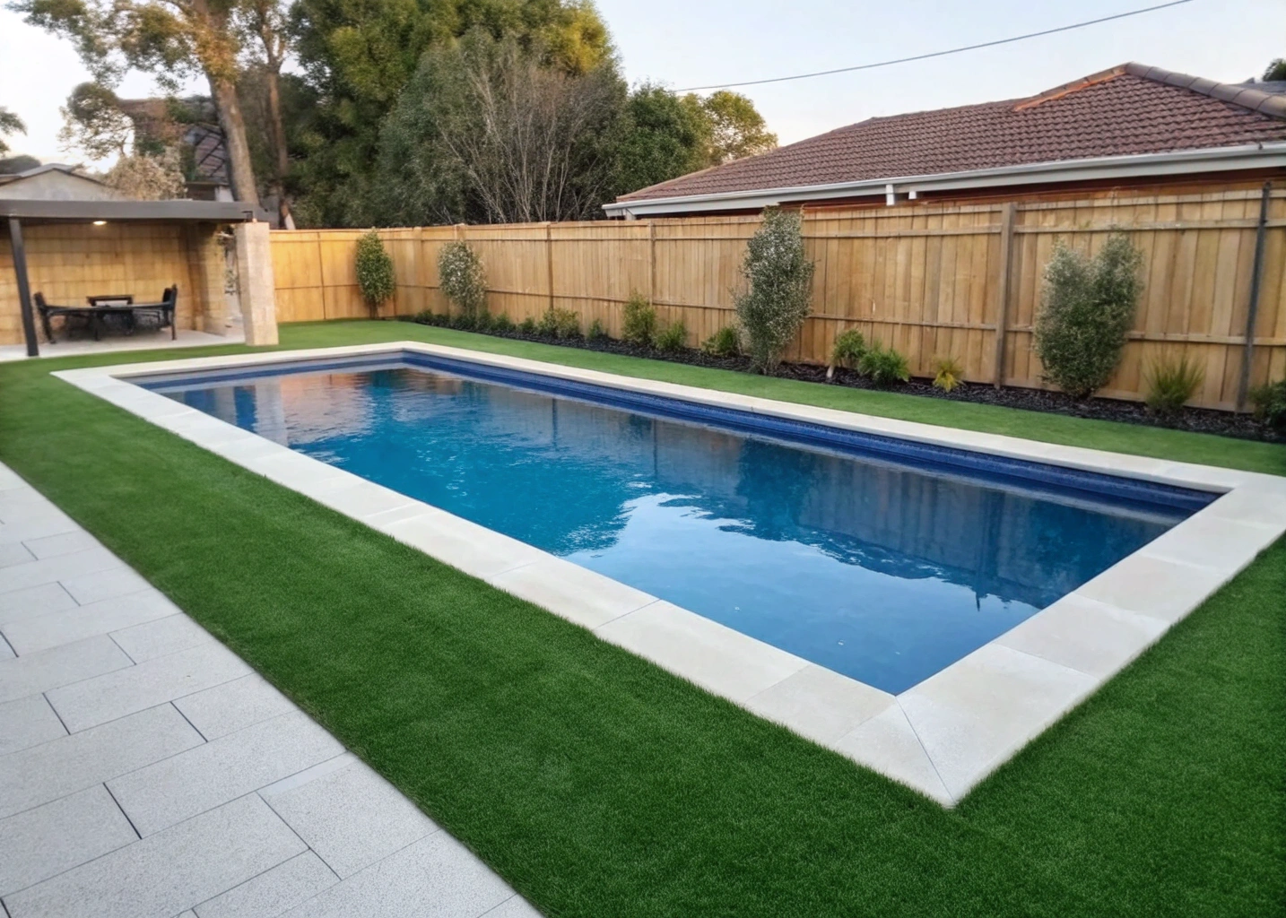 pool surround artificial turf installation Wollongong backyard