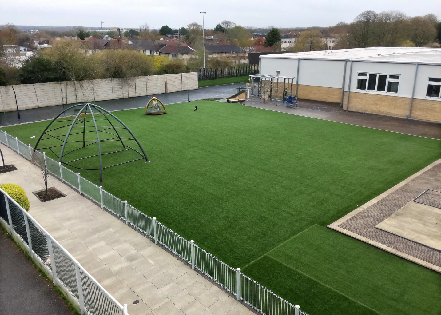 School playground synthetic turf with coloured design zones in Wollongong