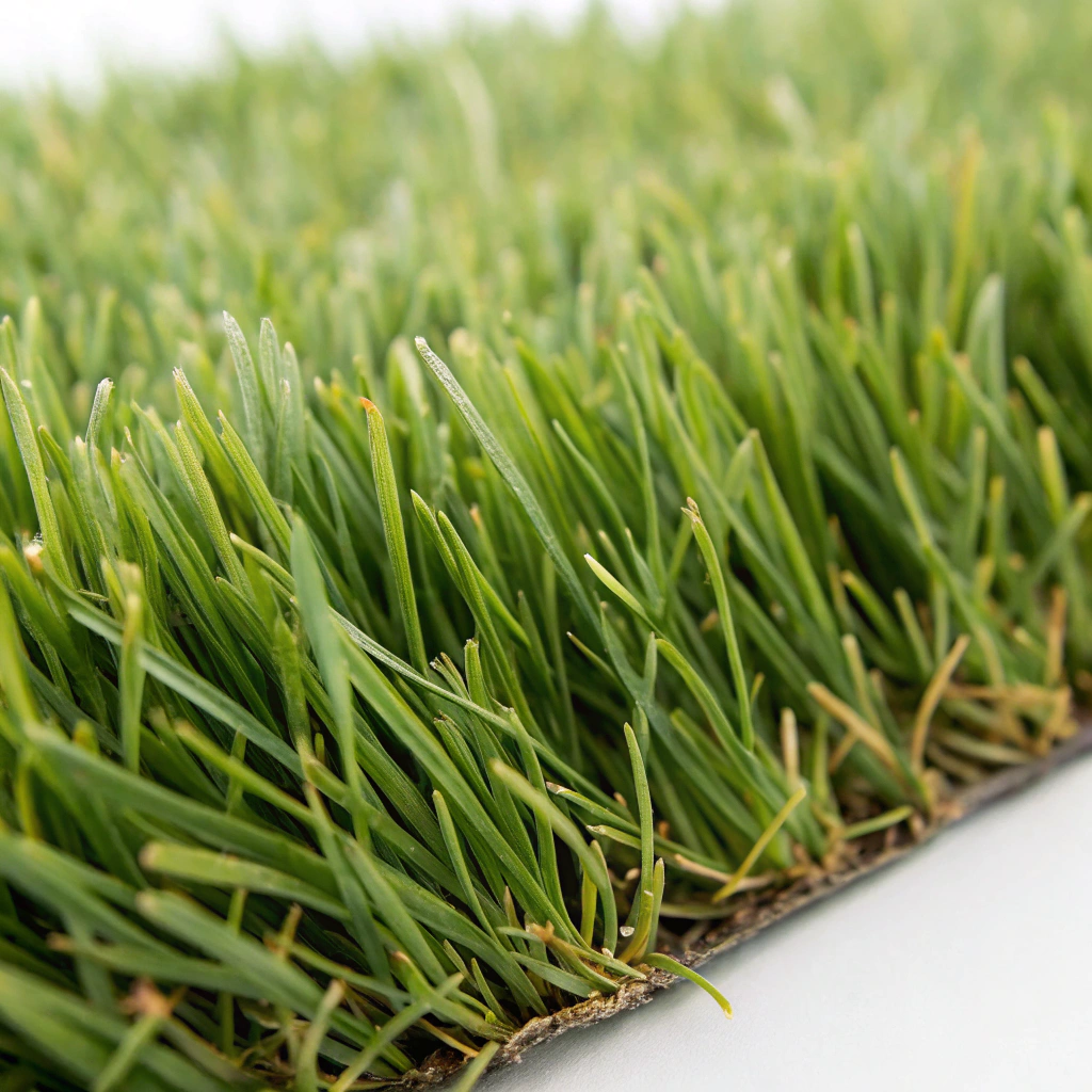Close-up of UV-stabilised synthetic grass pile texture used on elevated installations