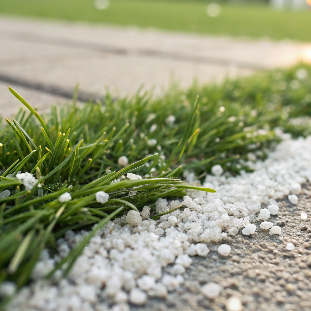 Zeolite infill being applied to synthetic grass in a pet area
